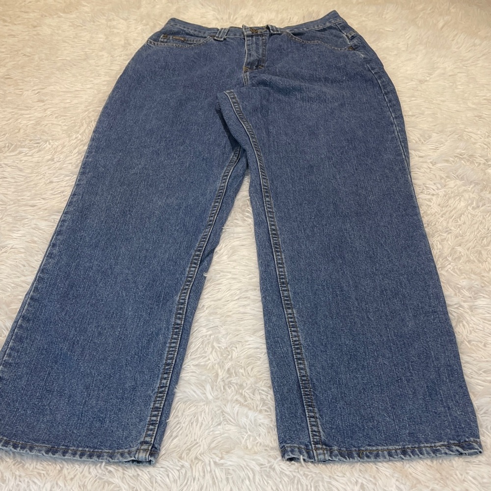 RIDERS VINTAGE WOMENS SIZE 10 Blue Denim Jeans BUCKLE ON BACK